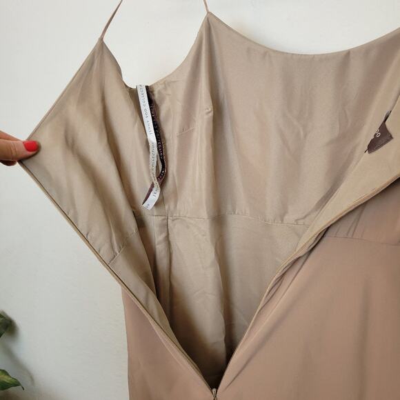 🚨NEW JENNY YOO Blake Dress In Truffle Tan Crepe Wedding Bridesmaid Prom Size 0 - Picture 9 of 14